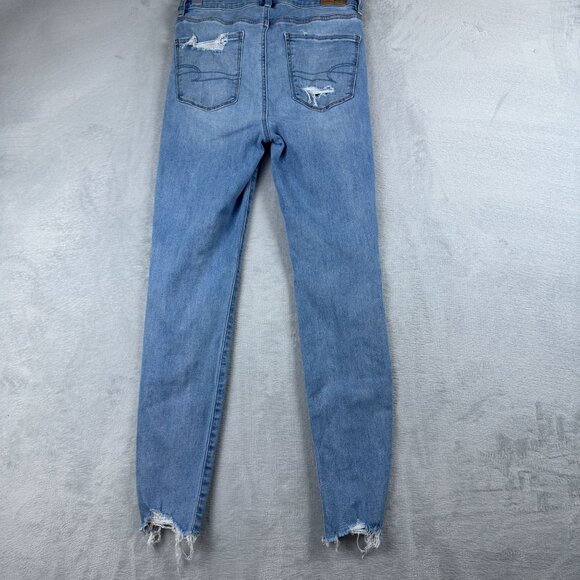 American Eagle Skinny Jeans Size 6 Regular Distressed Light Wash Womens Blue - Picture 2 of 12